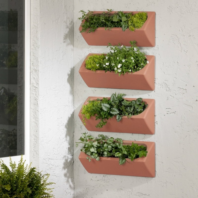 Modern Black Wall Planters Set of 4 Rectangular Matte Industrial Decor