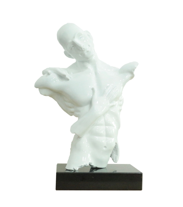 Modern Classical Figurine Sculpture, Monochrome Contrast Torso.