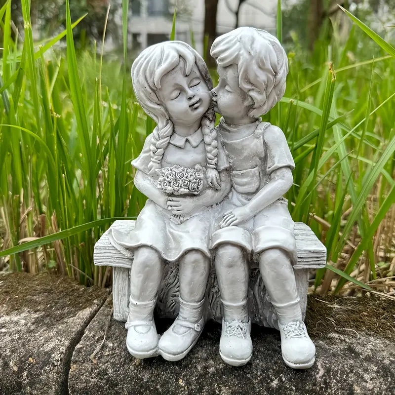 Modern Couple Statue, Cream Sandstone Texture, Abstract Embrace
