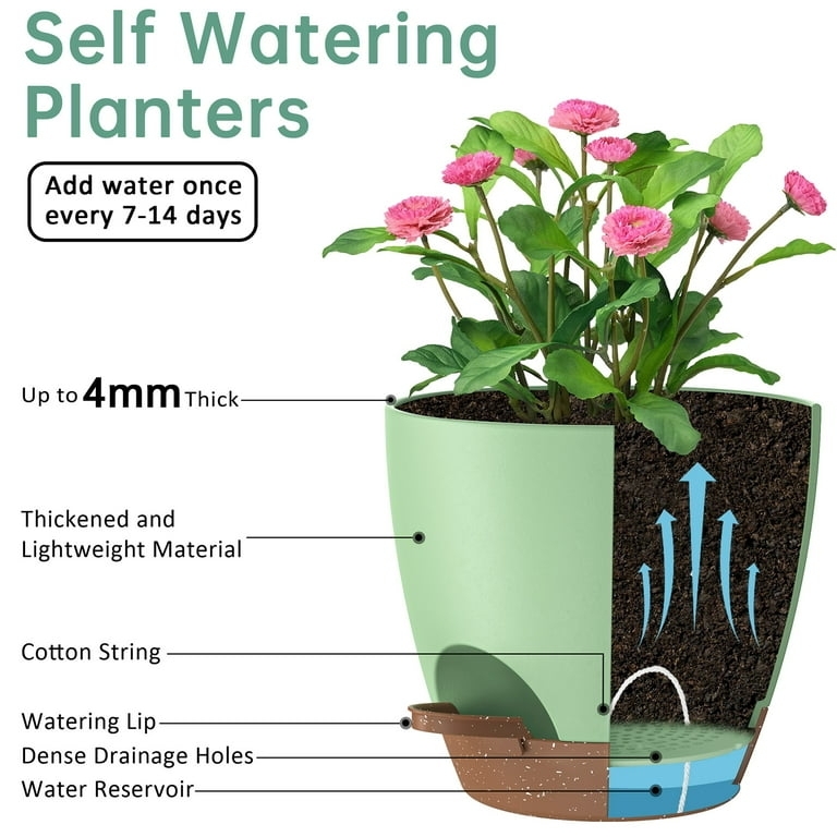 Modern Forest Green Planter Set with Graduated Sizes and Satin Finish