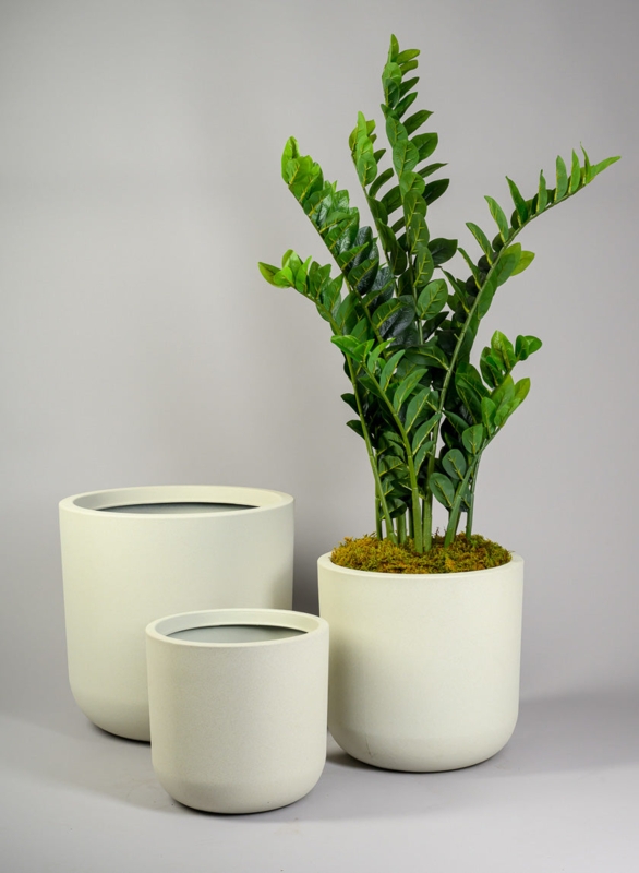 Modern Metallic Planter Trio Iridescent Finish Mottled Texture