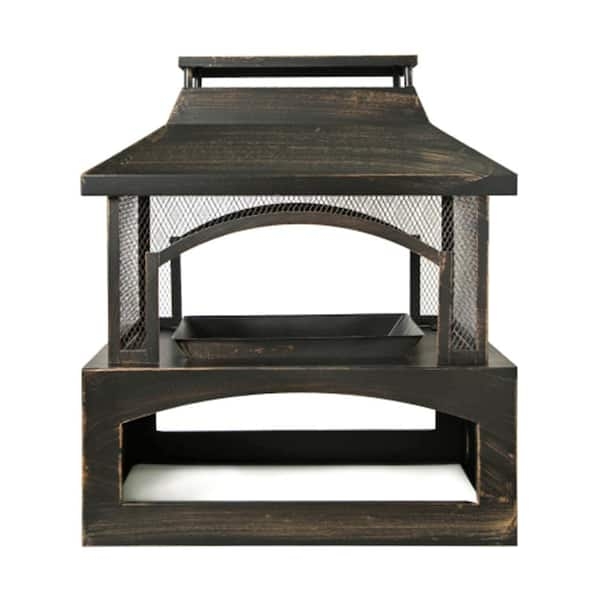 Modern Pyramid Metal Outdoor Fireplace with Chimney Stack