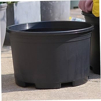 Modern Ribbed Black Planter Pot, Extra Large Tapered Patio Design