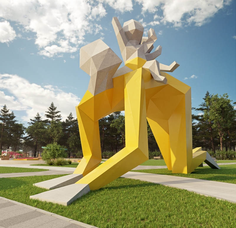 Modern Sculpture Set with Varied Sculptural Poses and Pitted Finish.