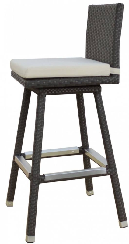 Modern Swivel Barstool Armless with Polished Pedestal Base
