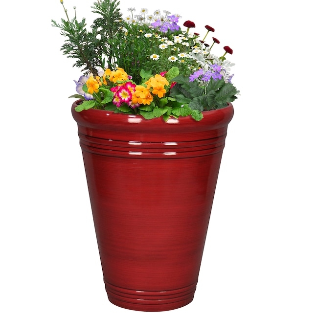 Modern Tall Tapered Planter in Matte Resin for Patio Focal Point