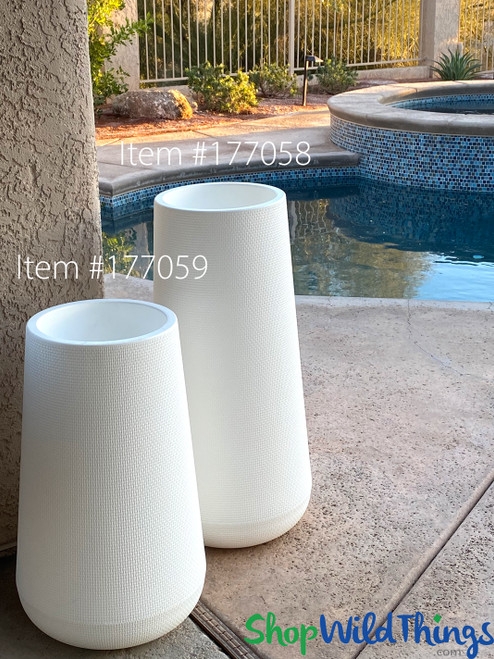 Modern White Cylinder Planter | 25 3/4" Tall Floral Stand | 