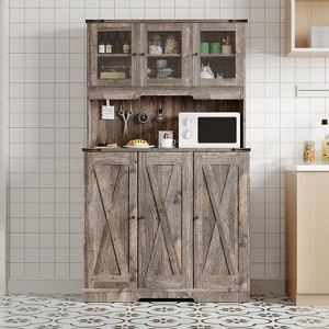 Modern White Pantry Cabinet with Acrylic Doors & Gold-Toned Hardware