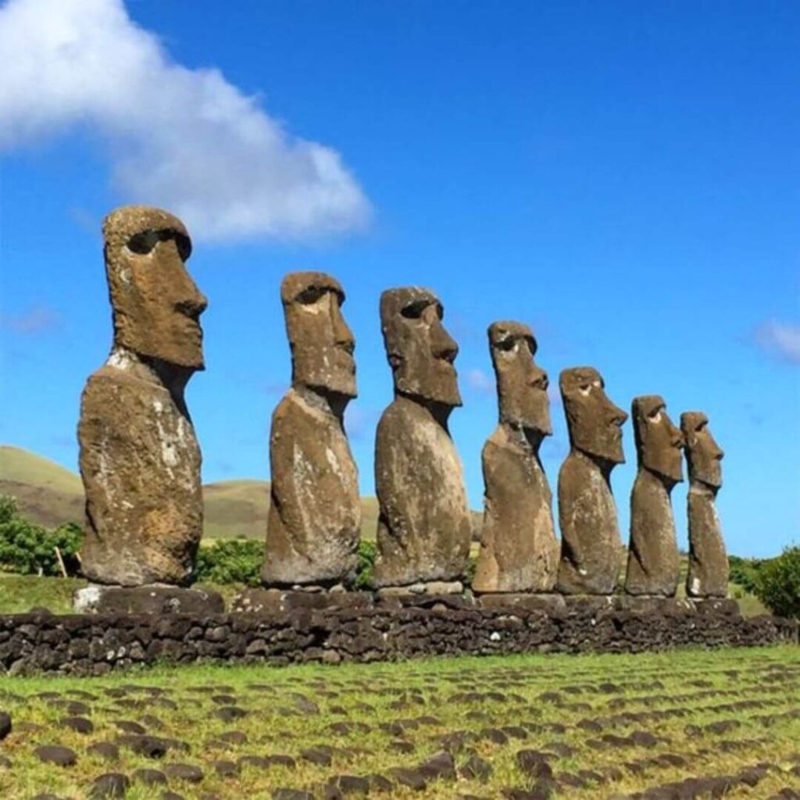 Monolithic Garden Statue with Elongated Ancient World Features