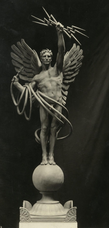 Monumental Art Deco Sculpture Stylized Figural Form Historic Photo