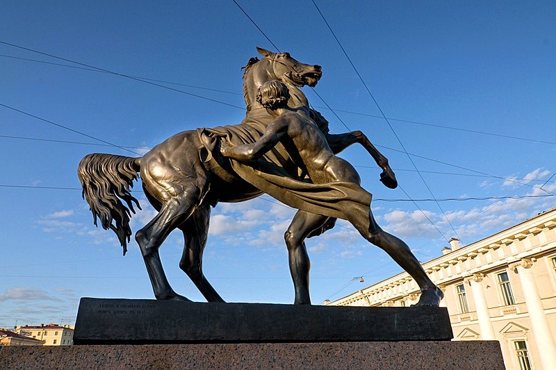 Monumental Bronze Equestrian Statue with Dynamic Tension and Classical Style