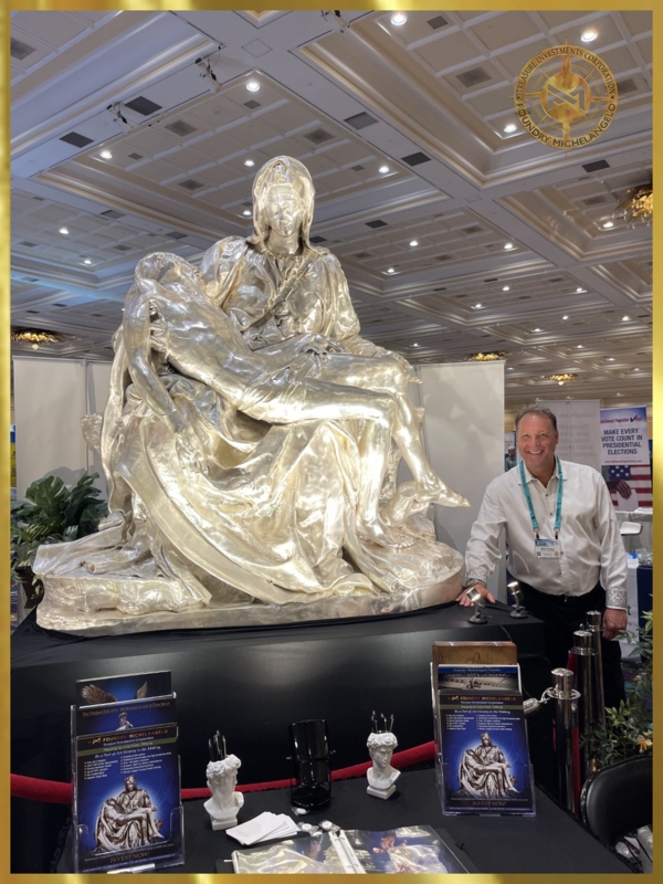 Monumental Figurative Sculpture with Intricate Drapery and Polished Finish