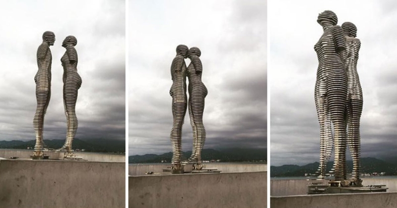 Monumental Slatted Sculpture: Dramatic Waterfront Public Art.
