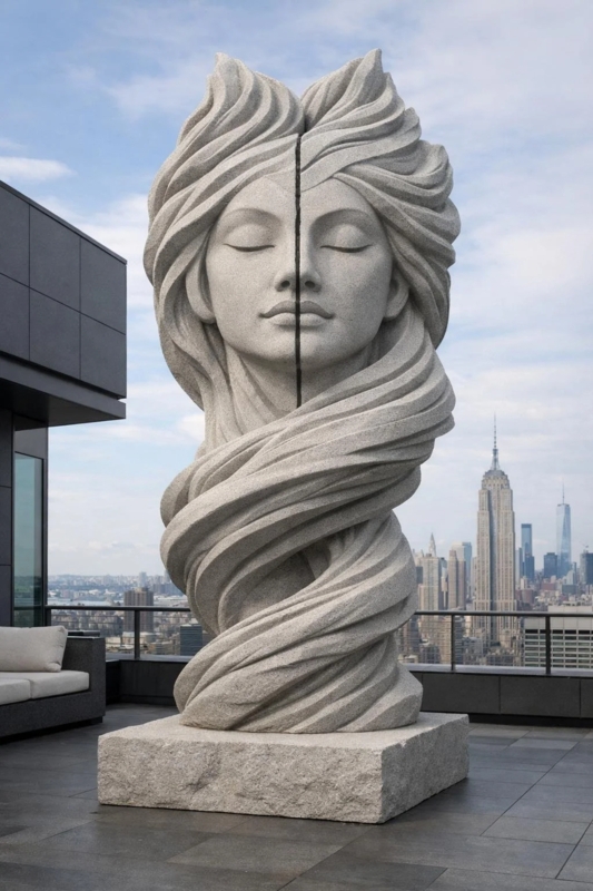 Monumental White Floor Sculpture Matte Finish Organic Silhouette
