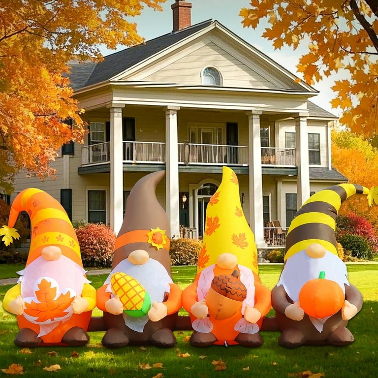 Multi Gnome Thanksgiving Blow Up Horizontal Orientation Eight Foot Width