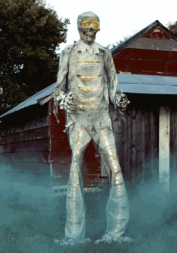 Mummy Decoration Giant Animatronic, Glowing Eyes, Reaching Pose, Tattered