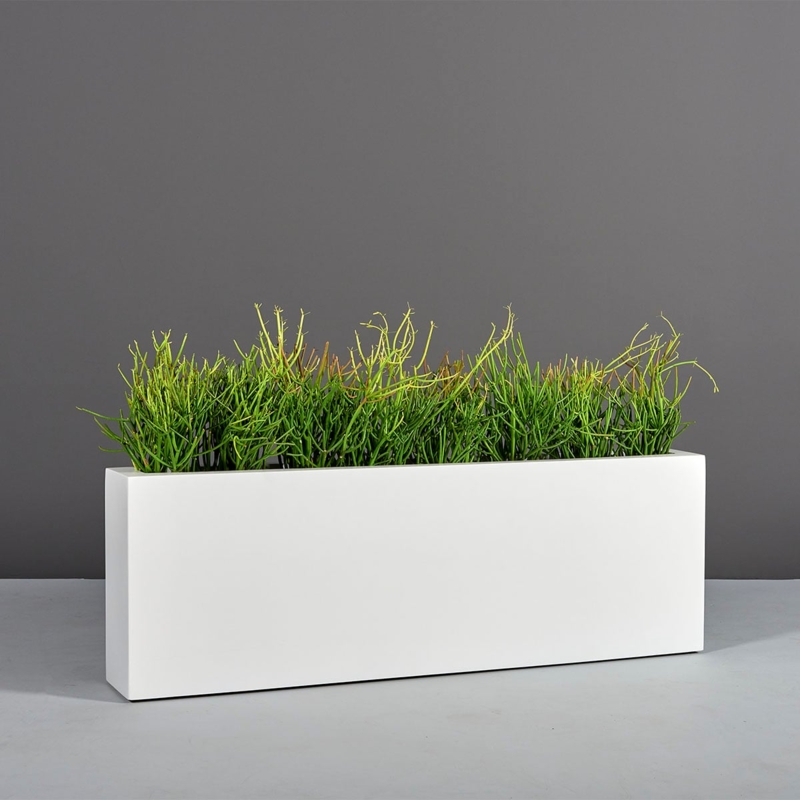 Narrow Rectangular Planter Matte Black Low Profile Walkway Planter