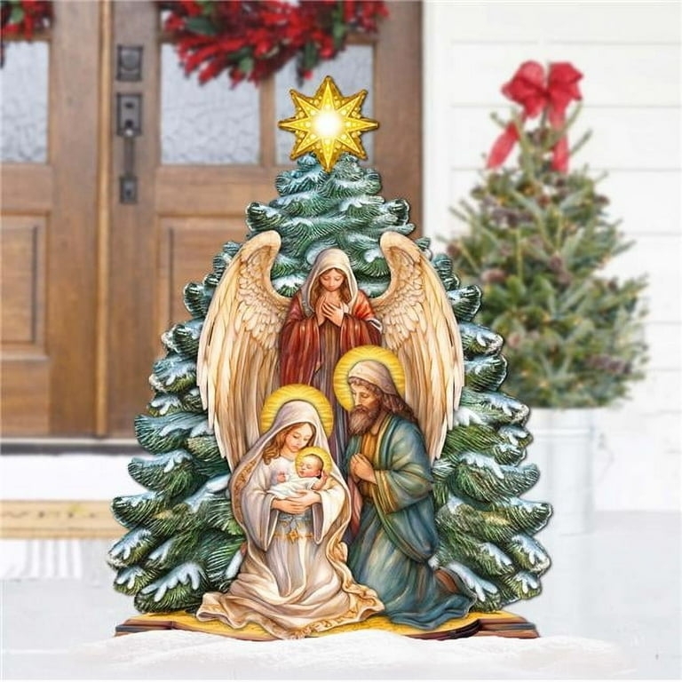 Nativity Decor, Illustrated Flat Profile, Traditional Porch Display