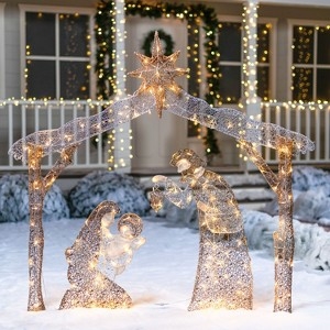 Nativity Scene Decoration, 5-Foot Wireframe, 160 Warm White LEDs