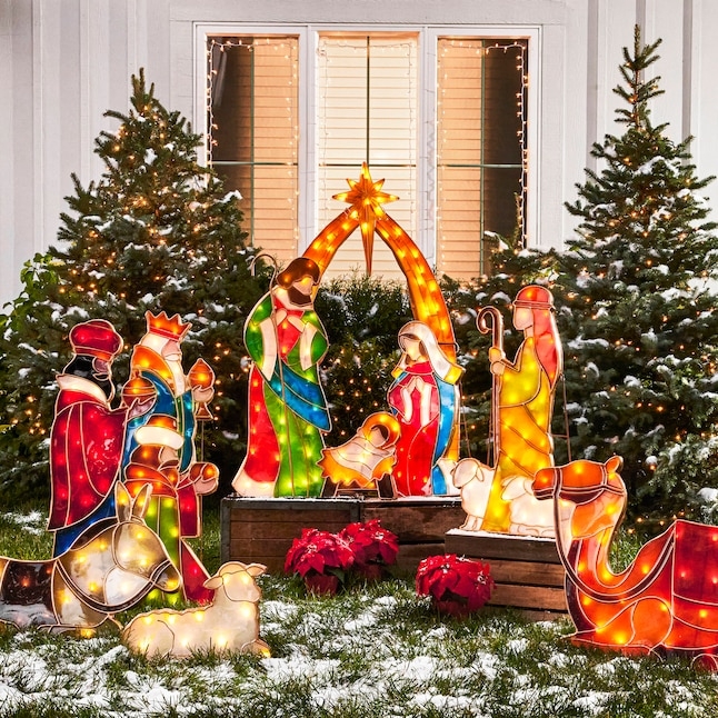 Nativity Set, Lighted Mesh Three Wise Men, Gold & Silver, Outdoor Decor