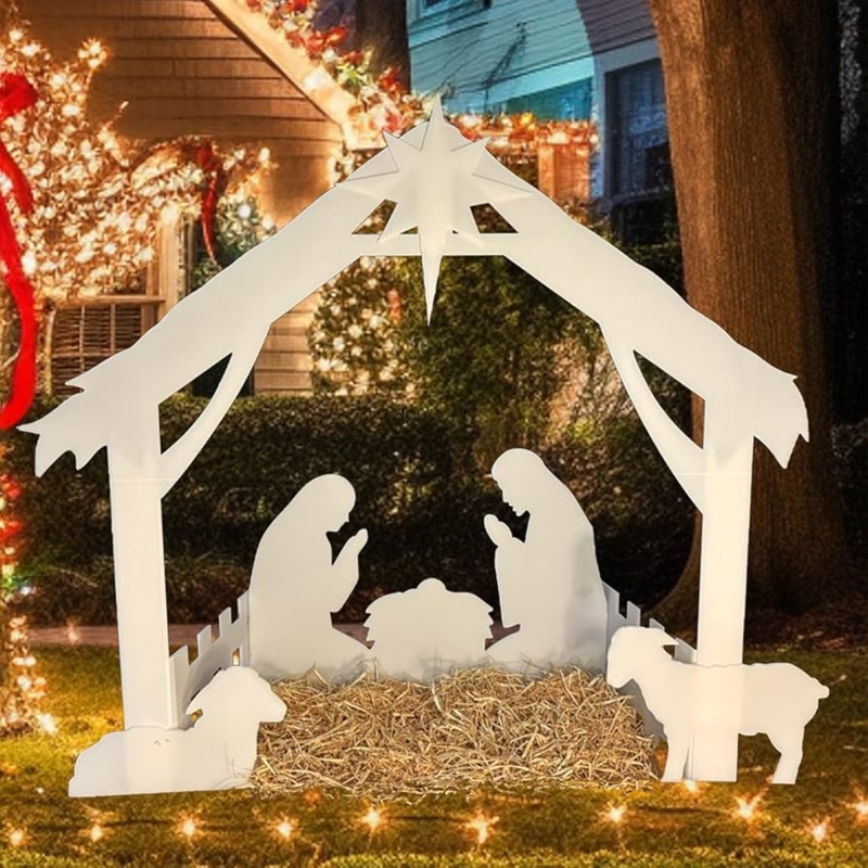 Nativity Set, Minimalist Silhouette, Stark Contrast, Outdoor