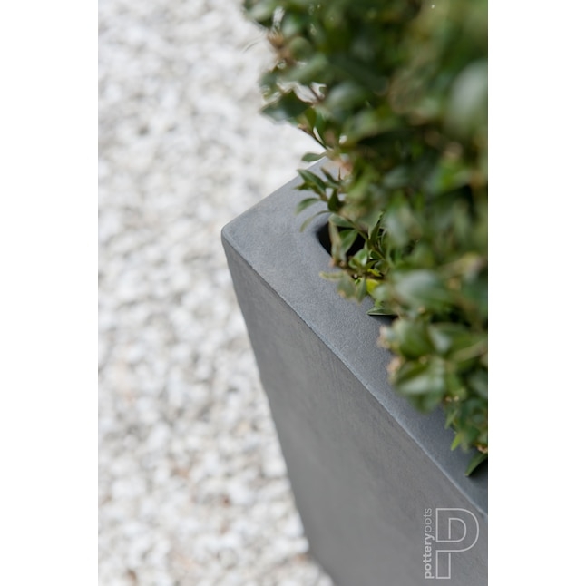 Natural Block Extra Large 24 in. Grey Fiberstone Indoor Outdoor Modern Square Planter Pot