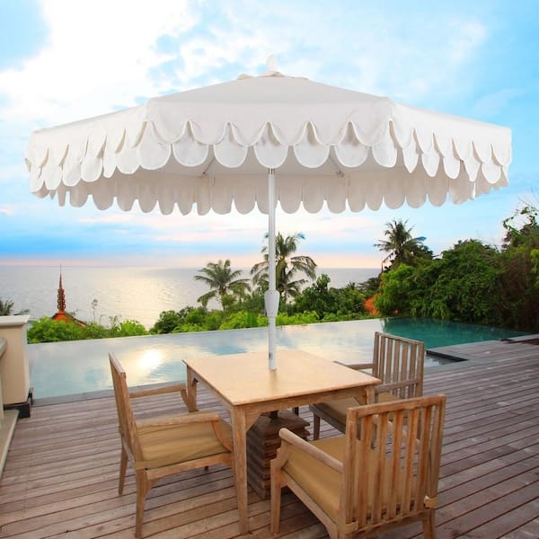 Navy and White Market Umbrella with Cabana Stripes