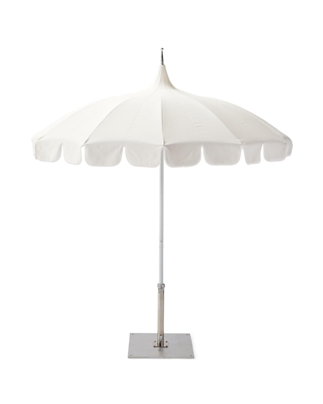 Navy and White Outdoor Umbrella with Border Stripe