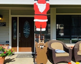 Novelty Holiday Decoration, Hanging Santa Roof Art, Gutter Mount