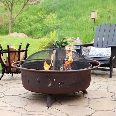 Oil-Rubbed Bronze Fire Pit with Lattice Cutouts and Curved Legs