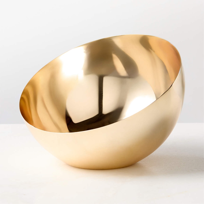 Organic Modern Serving Bowl, Large Pitted Metal, Irregular Rim