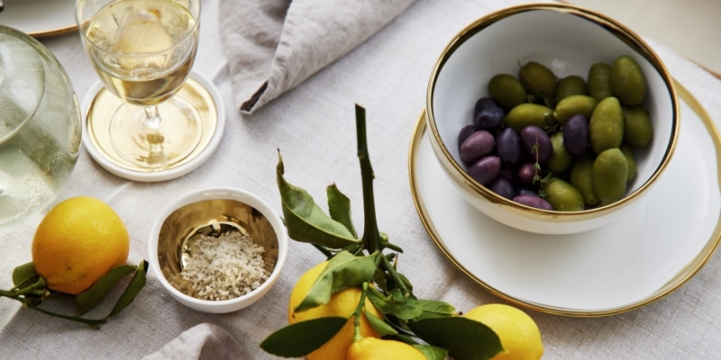 Organic Rim Ceramic Serving Bowls, Minimalist Set with Metallic Interior