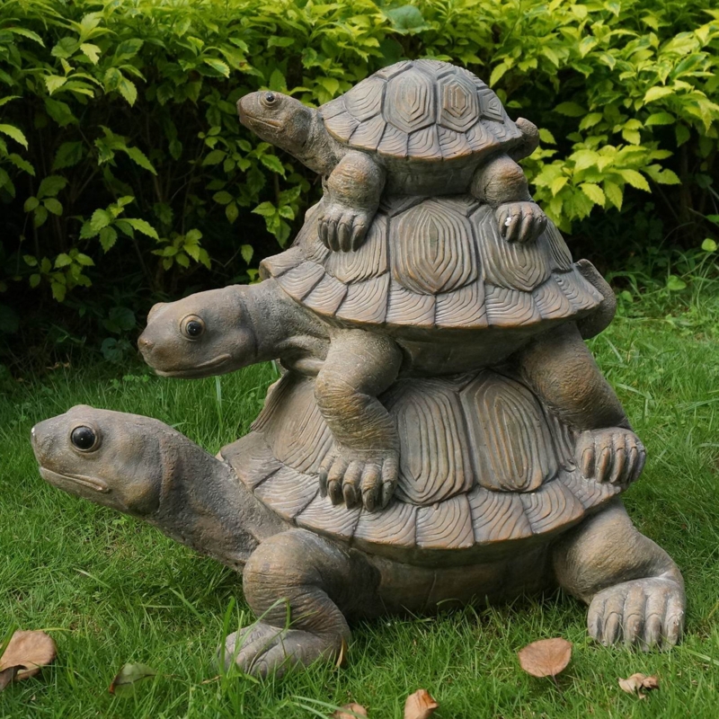 Outdoor Accent Graduated Sizes Stacking Design Matte Texture Stacked Turtle