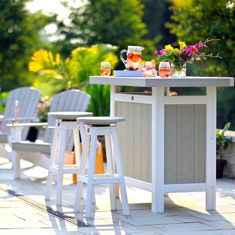 Outdoor Bar Set Two-Tone Finish, Backless Outdoor Bar Stools