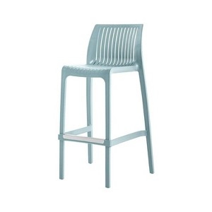 Outdoor Bar Stool Baby Blue Resin Curved Backrest Stackable