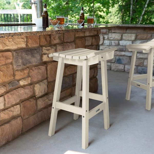 Outdoor Bar Stool Whitewash Recycled Plastic Slatted Square