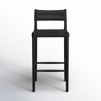 Outdoor Bar Stool with warm honey brown finish, slatted back. (64)