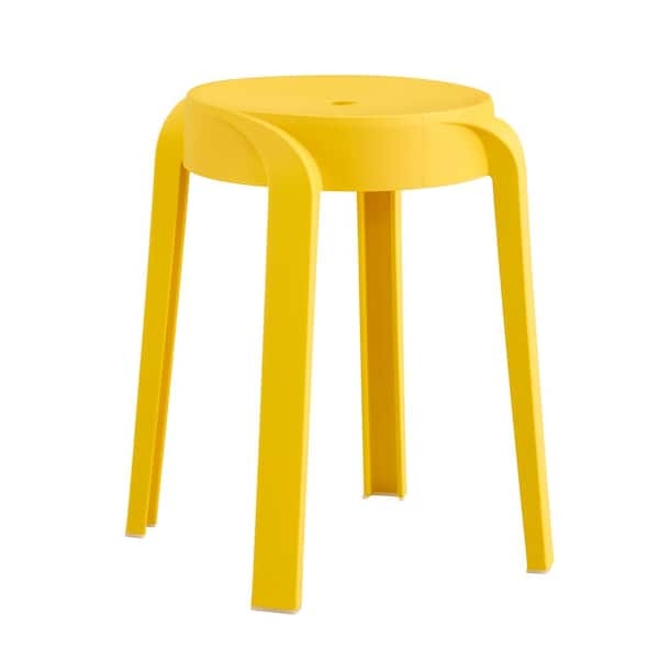 Outdoor Bar Stool Yellow Round Seat Backless Footrest Ring