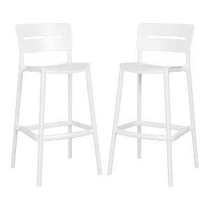 Outdoor Bar Stools Set of 2 Resin Perforated Stackable Design