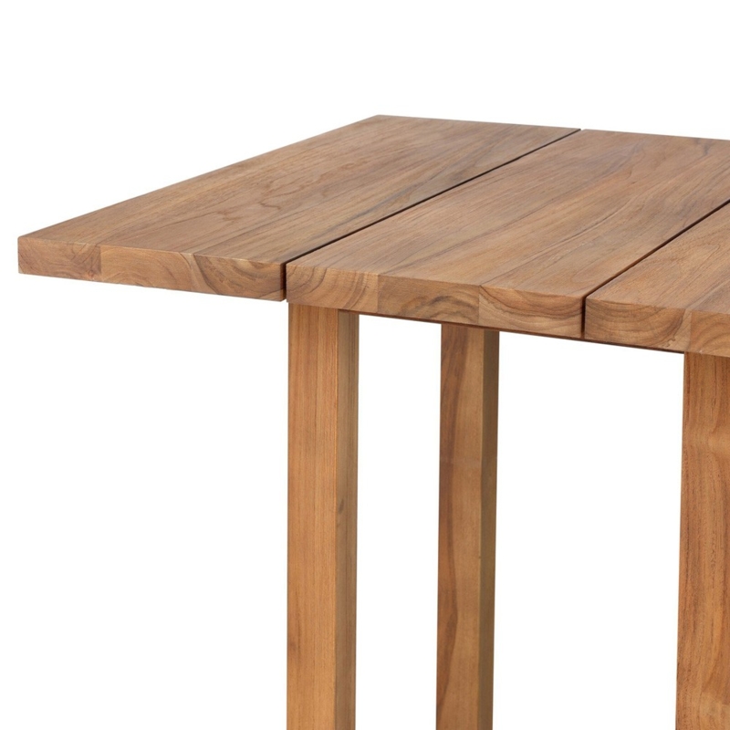 Outdoor Bar Table Rustic Square Slatted Top Block Legs