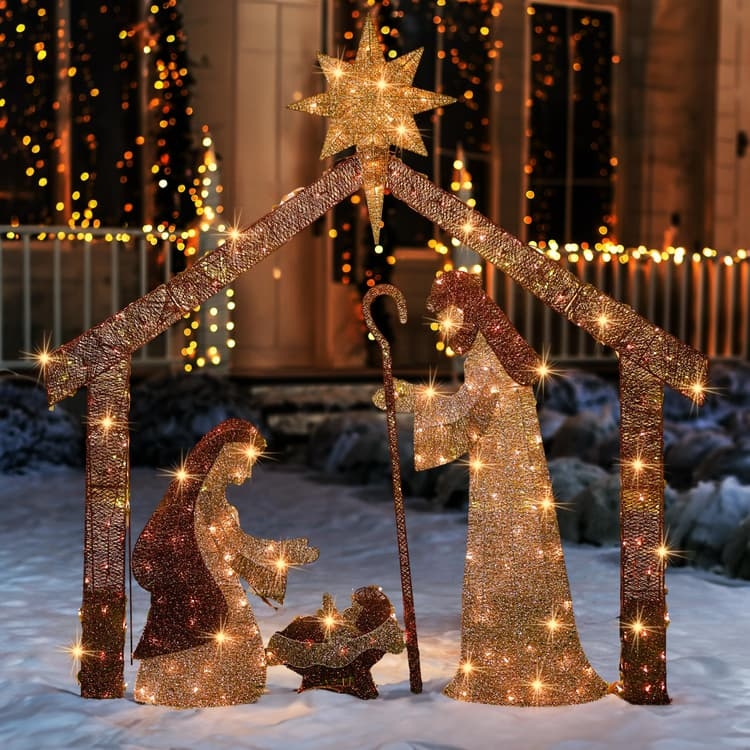 Outdoor Christmas Inflatable Nativity Scene Design 6 Foot Internal Glow