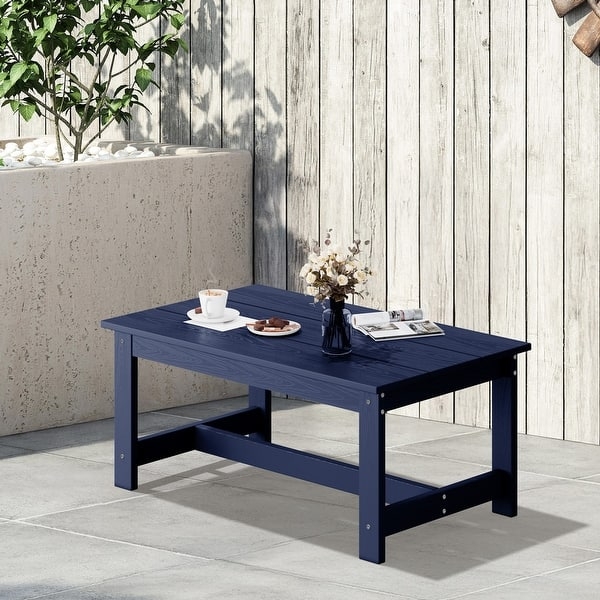 Outdoor Coffee Table Charcoal Gray HDPE Slatted Top Weather Resistant