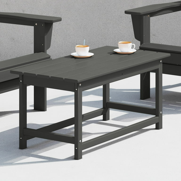 Outdoor Coffee Table Gray Adirondack Slatted Rectangular
