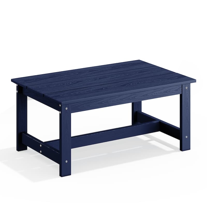 Outdoor Coffee Table Navy Blue HDPE Slatted Coastal Modern Style