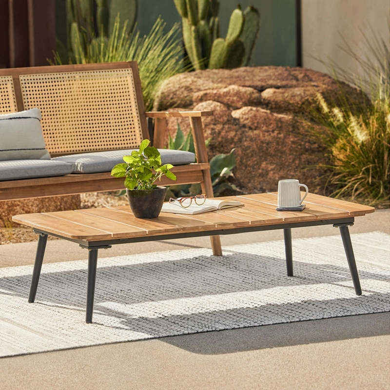 Outdoor Coffee Table with Monolithic Design and Low Profile Slate Gray