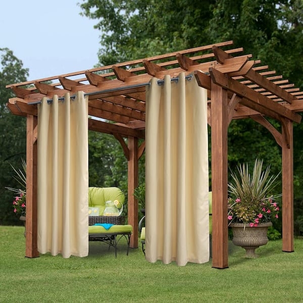 Outdoor Curtains with Grommet Top and Floor Length Privacy Design