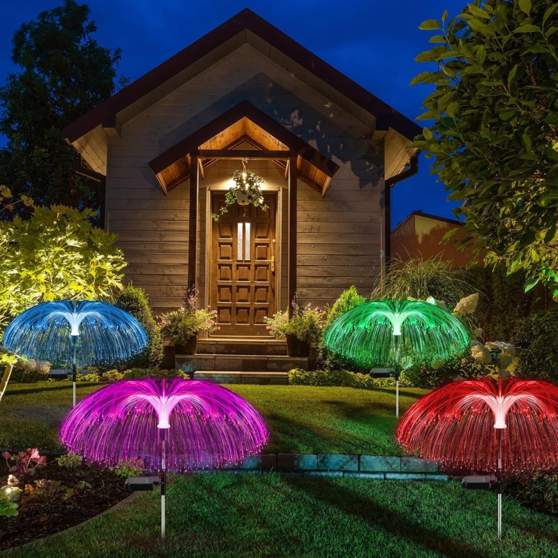 Outdoor Decorative Light Lily Shaped Multi Color Glow Floral Decor