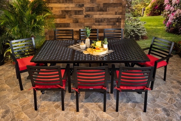 Outdoor Dining Set Dark Bronze Lattice Top Extension Table