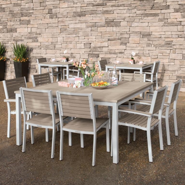 Outdoor Dining Set Square Eight Seater Mixed Material Frame Mesh Seats