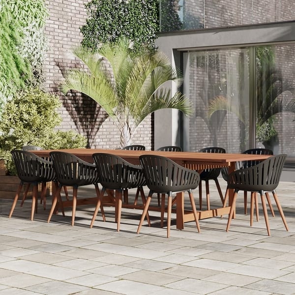 Outdoor Dining Set Ten Person White Bucket Chairs Scandinavian